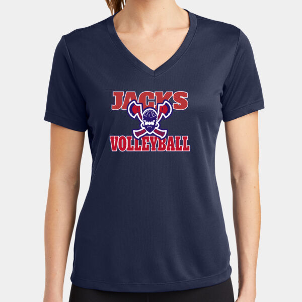 NT JACKS Volleyball - Ladies PosiCharge ® RacerMesh ® V Neck Tee Thumbnail