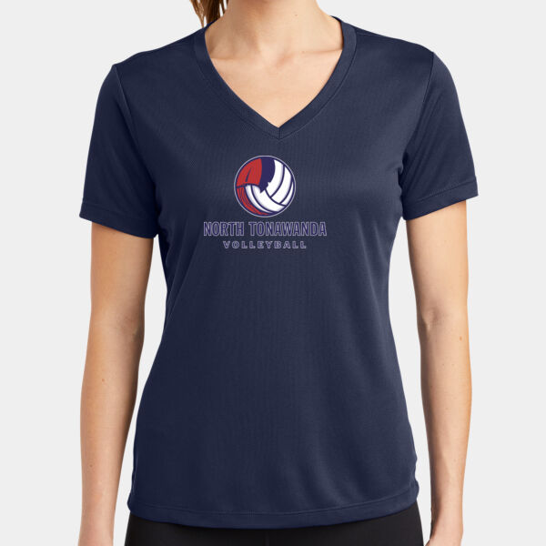 NT Volleyball - Ladies PosiCharge ® RacerMesh ® V Neck Tee Thumbnail