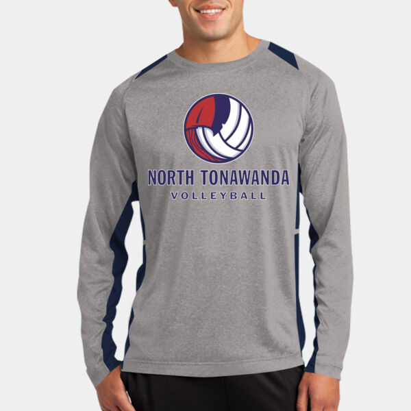 NT Volleyball w/ Name & # - Long Sleeve Heather Colorblock Contender  Tee Thumbnail