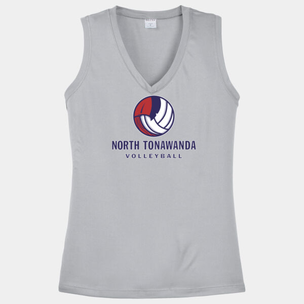 NT Volleyball w/ Player Name & # - Ladies Sleeveless PosiCharge ® Competitor V Neck Tee Thumbnail