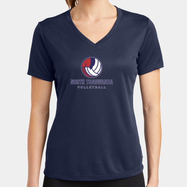 NT Volleyball w/ Player Name & # - Ladies PosiCharge ® RacerMesh ® V Neck Tee Thumbnail